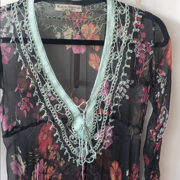 Sheer Kaftan Black Floral SZ1/S - Picture 3 of 4